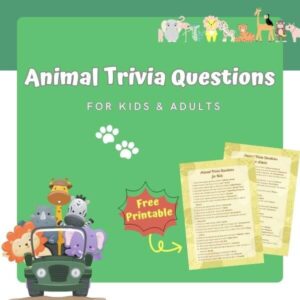 Animal Trivia questions for kids and adults free printable PDF