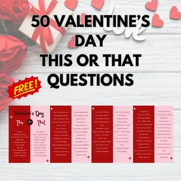Valentine's Day This or That questions free PDF